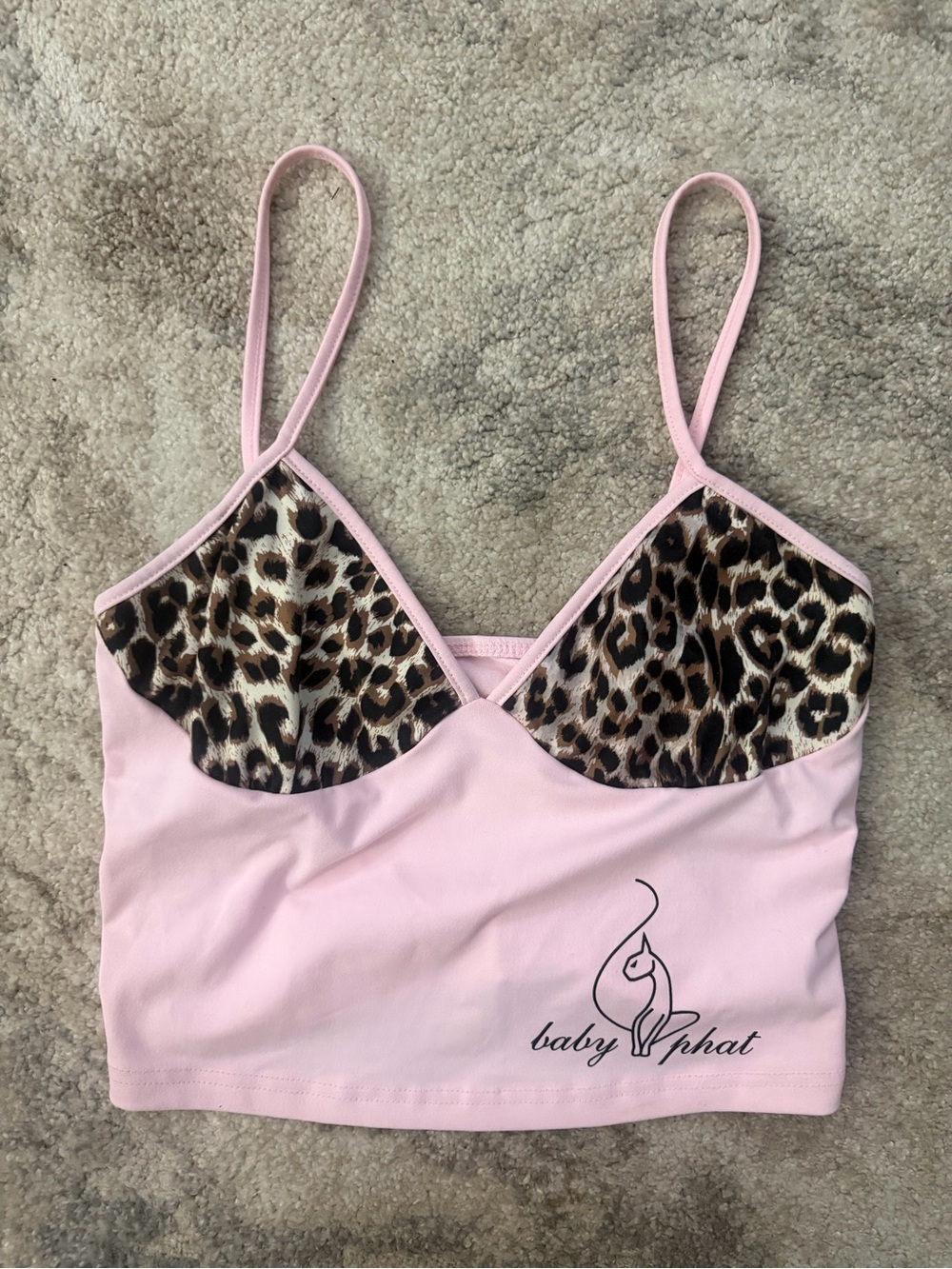 Baby Phat Pink Leopard-Trim Crop Top
